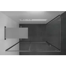 HD Dante+ 130x70 aszimmetrikus szögletes tolóajtós zuhanykabin 6 mm vastag vízlepergető biztonsági üveggel, krómozott elemekkel, 195 cm magas