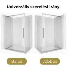 HD Dante+ 130x70 aszimmetrikus szögletes tolóajtós zuhanykabin 6 mm vastag vízlepergető biztonsági üveggel, krómozott elemekkel, 195 cm magas