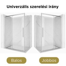 HD Dante+ aszimmetrikus szögletes tolóajtós zuhanykabin 6 mm vastag vízlepergető biztonsági üveggel, krómozott elemekkel, 195 cm magas