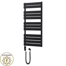 HD Demos Black 1000x500 mm elektromos design törölközőszárító radiátor 400W-os fűtőpatronnal, matt fekete