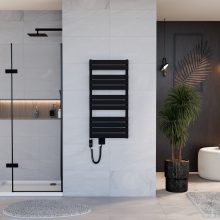 HD Demos Black 1000x500 mm elektromos design törölközőszárító radiátor 400W-os fűtőpatronnal, matt fekete