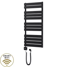 HD Demos Black 1000x500 mm smart elektromos design törölközőszárító radiátor 400W-os wifi-s fűtőpatronnal, matt fekete