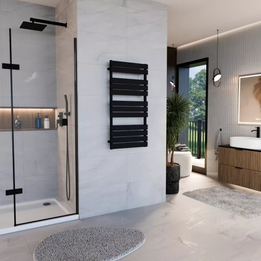 HD Demos Black 1000x500 mm design törölközőszárító radiátor, matt fekete