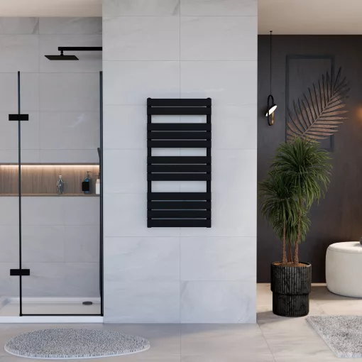 HD Demos Black 1000x500 mm design törölközőszárító radiátor, matt fekete