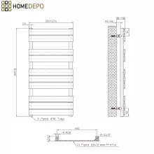 HD Demos Black 1000x500 mm design törölközőszárító radiátor, matt fekete