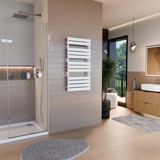 HD Demos White 1000x500 mm design törölközőszárító radiátor, fényes fehér