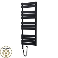 HD Demos Black 1200x500 mm elektromos design törölközőszárító radiátor 400W-os fűtőpatronnal, matt fekete