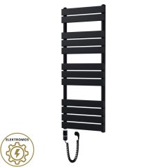   HD Demos Black 1200x500 mm elektromos design törölközőszárító radiátor 400W-os fűtőpatronnal, matt fekete