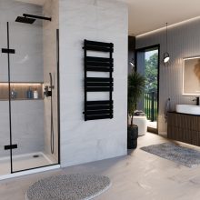 HD Demos Black 1200x500 mm design törölközőszárító radiátor, matt fekete