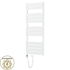   HD Demos White 1200x500 mm elektromos design törölközőszárító radiátor 400W-os fűtőpatronnal, fényes fehér