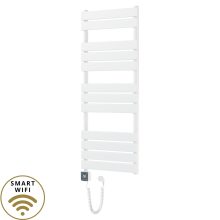 HD Demos White 1200x500 mm smart elektromos design törölközőszárító radiátor 400W-os wifi-s fűtőpatronnal, fényes fehér