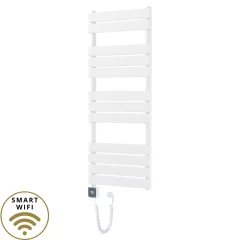   HD Demos White 1200x500 mm smart elektromos design törölközőszárító radiátor 400W-os wifi-s fűtőpatronnal, fényes fehér
