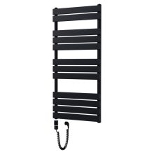 HD Demos Black 1200x600 mm elektromos design törölközőszárító radiátor 400W-os fűtőpatronnal, matt fekete