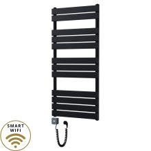 HD Demos Black 1200x600 mm smart elektromos design törölközőszárító radiátor 400W-os wifi-s fűtőpatronnal, matt fekete