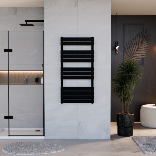 HD Demos Black 1200x600 mm design törölközőszárító radiátor, matt fekete