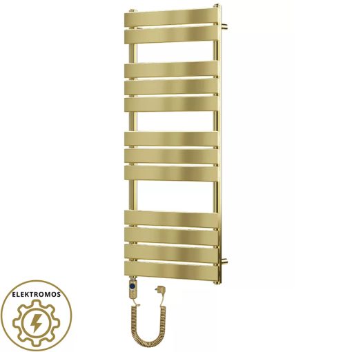 HD Demos Gold 1200x600 mm elektromos design törölközőszárító radiátor 400W-os fűtőpatronnal, fényes arany