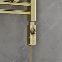 HD Demos Gold 1200x600 mm elektromos design törölközőszárító radiátor 400W-os fűtőpatronnal, fényes arany