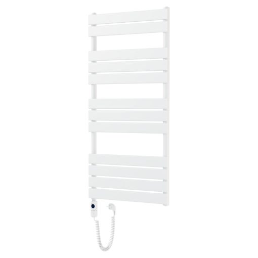 HD Demos White 1200x600 mm elektromos design törölközőszárító radiátor 400W-os fűtőpatronnal, fényes fehér
