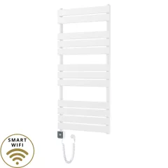   HD Demos White 1200x600 mm smart elektromos design törölközőszárító radiátor 400W-os wifi-s fűtőpatronnal, fényes fehér