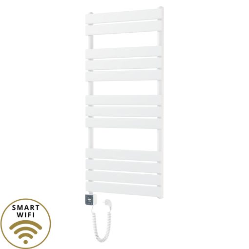 HD Demos White 1200x600 mm smart elektromos design törölközőszárító radiátor 400W-os wifi-s fűtőpatronnal, fényes fehér
