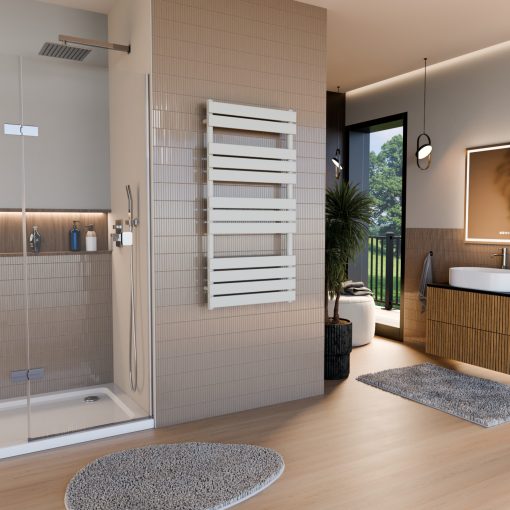 HD Demos White 1200x600 mm design törölközőszárító radiátor, fényes fehér