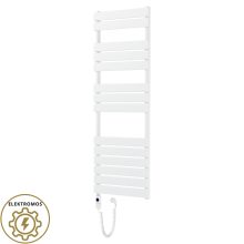 HD Demos White 1400x500 mm elektromos design törölközőszárító radiátor 400W-os fűtőpatronnal, fényes fehér