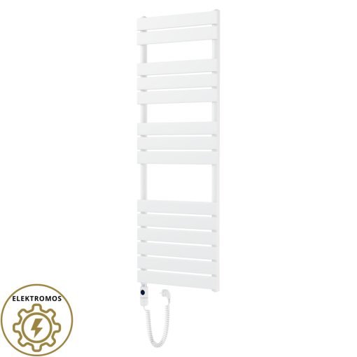 HD Demos White 1400x500 mm elektromos design törölközőszárító radiátor 400W-os fűtőpatronnal, fényes fehér