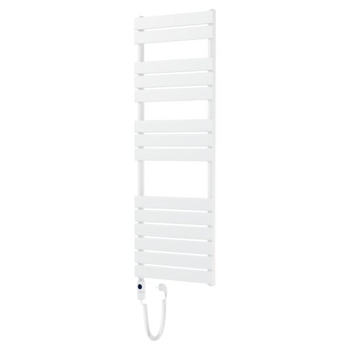 HD Demos White 1400x500 mm elektromos design törölközőszárító radiátor 400W-os fűtőpatronnal, fényes fehér