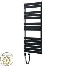 HD Demos Black 1400x600 mm elektromos design törölközőszárító radiátor 600W-os fűtőpatronnal, matt fekete