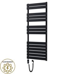   HD Demos Black 1400x600 mm elektromos design törölközőszárító radiátor 600W-os fűtőpatronnal, matt fekete