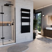 HD Demos Black 1400x600 mm design törölközőszárító radiátor, matt fekete