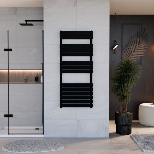 HD Demos Black 1400x600 mm design törölközőszárító radiátor, matt fekete