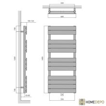 HD Demos Gold 1400x600 mm elektromos design törölközőszárító radiátor 600W-os fűtőpatronnal, fényes arany