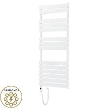 HD Demos White 1400x600 mm elektromos design törölközőszárító radiátor 600W-os fűtőpatronnal, fényes fehér