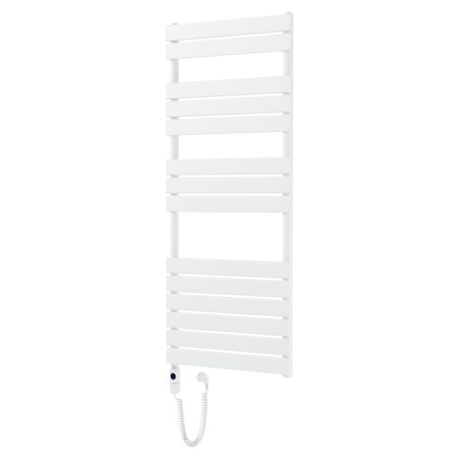 HD Demos White 1400x600 mm elektromos design törölközőszárító radiátor 600W-os fűtőpatronnal, fényes fehér