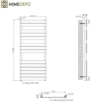 HD Demos White 1400x600 mm smart elektromos design törölközőszárító radiátor 600W-os wifi-s fűtőpatronnal, fényes fehér