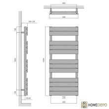 HD Demos Antracit 1600x500 mm design törölközőszárító radiátor, matt antracit