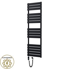   HD Demos Black 1600x500 mm elektromos design törölközőszárító radiátor 600W-os fűtőpatronnal, matt fekete