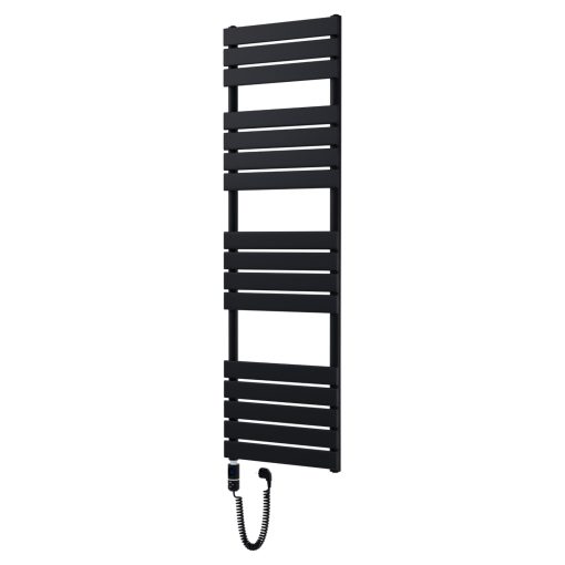 HD Demos Black 1600x500 mm elektromos design törölközőszárító radiátor 600W-os fűtőpatronnal, matt fekete