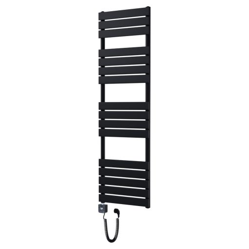 HD Demos Black 1600x500 mm smart elektromos design törölközőszárító radiátor 600W-os wifi-s fűtőpatronnal, matt fekete