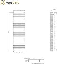 HD Demos Black 1600x500 mm smart elektromos design törölközőszárító radiátor 600W-os wifi-s fűtőpatronnal, matt fekete