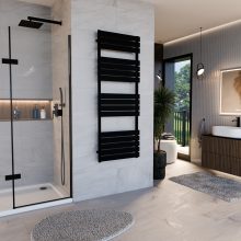 HD Demos Black 1600x500 mm design törölközőszárító radiátor, matt fekete