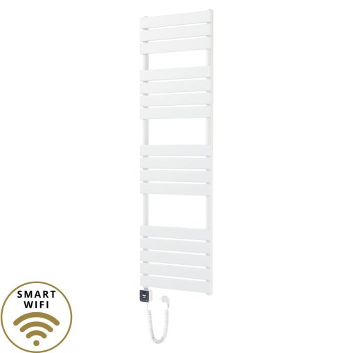 HD Demos White 1600x500 mm smart elektromos design törölközőszárító radiátor 600W-os wifi-s fűtőpatronnal, fényes fehér