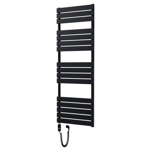 HD Demos Black 1600x600 mm elektromos design törölközőszárító radiátor 900W-os fűtőpatronnal, matt fekete