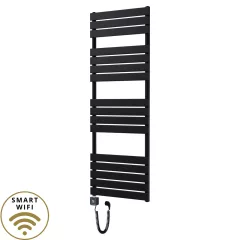   HD Demos Black 1600x600 mm smart elektromos design törölközőszárító radiátor 900W-os wifi-s fűtőpatronnal, matt fekete