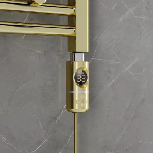HD Demos Gold 1600x600 mm elektromos design törölközőszárító radiátor 900W-os fűtőpatronnal, fényes arany