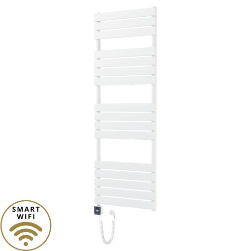 HD Demos White 1600x600 mm smart elektromos design törölközőszárító radiátor 900W-os wifi-s fűtőpatronnal, fényes fehér