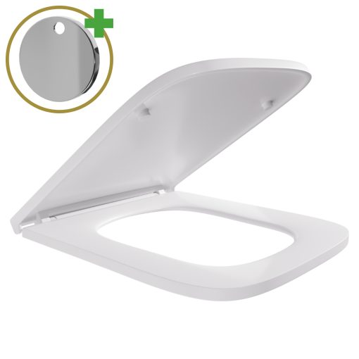 HD Slim "D" Glossy White WC tető fényes króm zsanérral