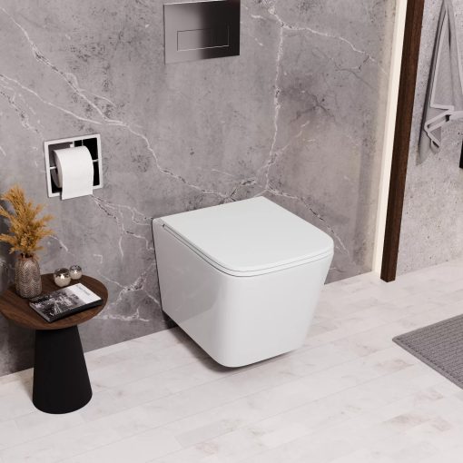 HD Slim "D" Glossy White WC tető fényes króm zsanérral
