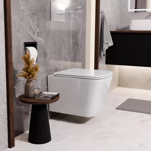 HD Slim "D" Glossy White WC tető fényes króm zsanérral